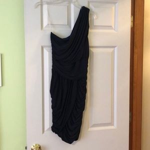 Navy blue single shoulder dress